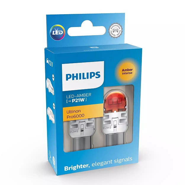 Лампа светодиодная комплект PY21W AMBER 12V 1.75W ULTINON PRO6000
