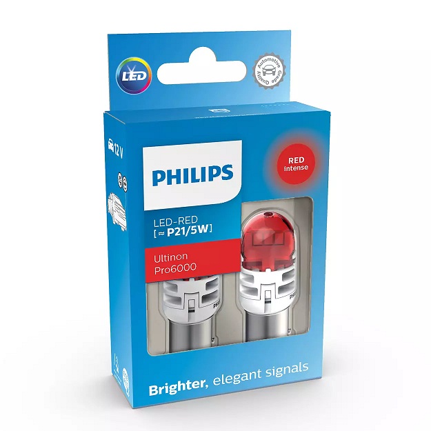 Лампа светодиодная комплект P21/5W RED 12V 0.8/1.75W ULTINON PRO6000