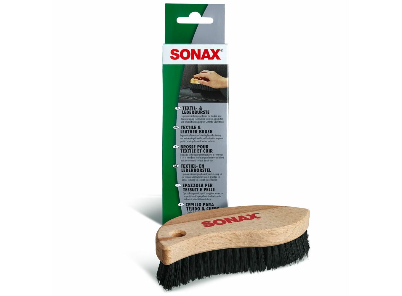 Щітка для чищення шкіри та текстилю