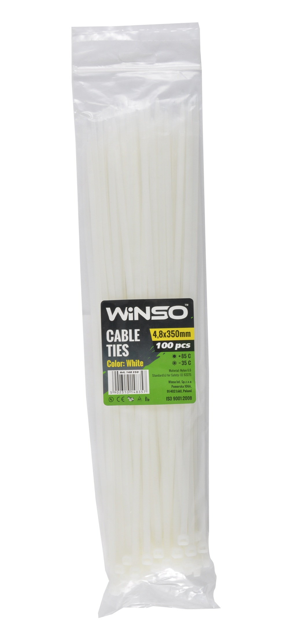 Стяжки пластикові 350x4.8 мм. білі (100 шт.)