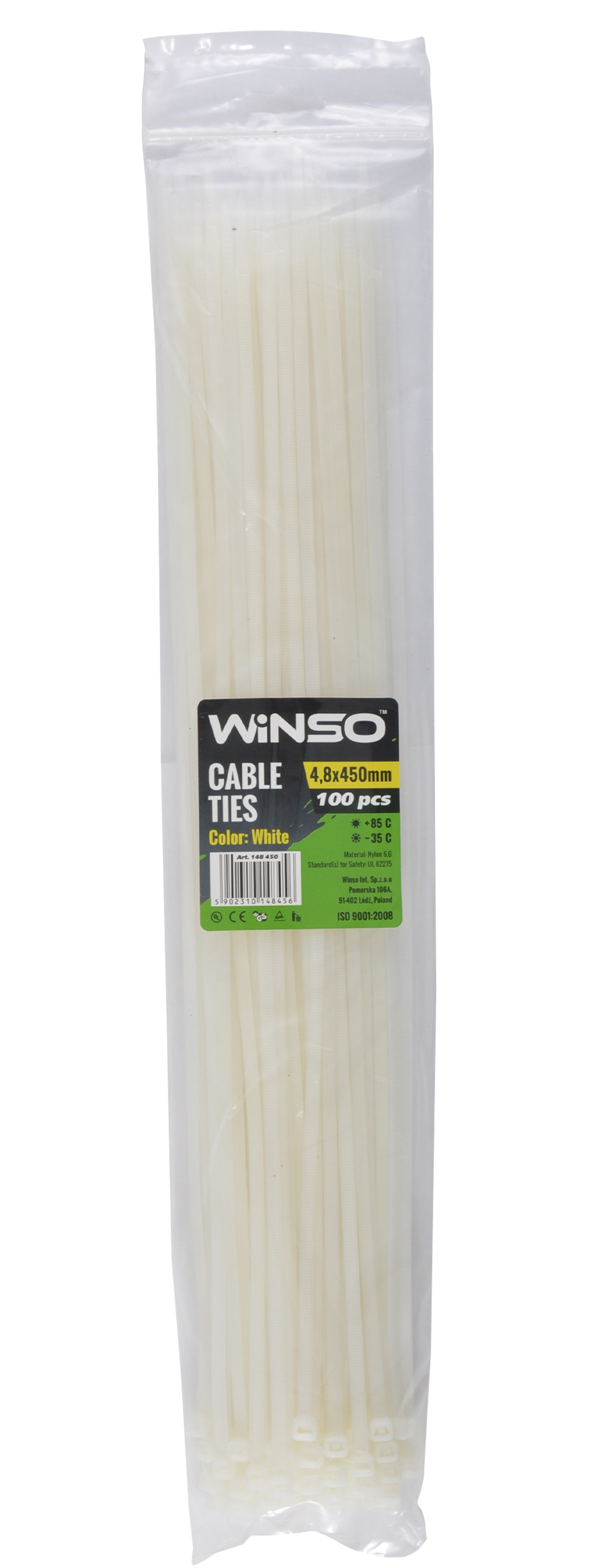 Стяжки пластикові 450x4.8 мм. білі (100 шт.)