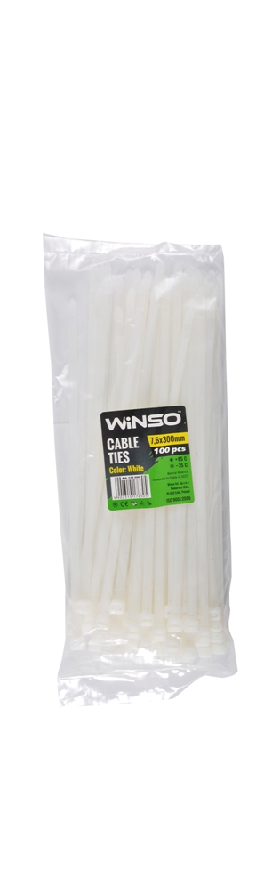 Стяжки пластикові 300x7.6 мм. білі (100 шт.)