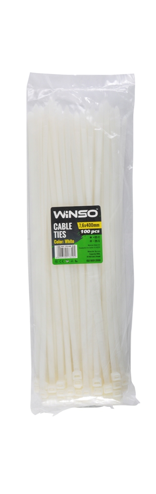 Стяжки пластикові 400x7.6 мм. білі (100 шт.)