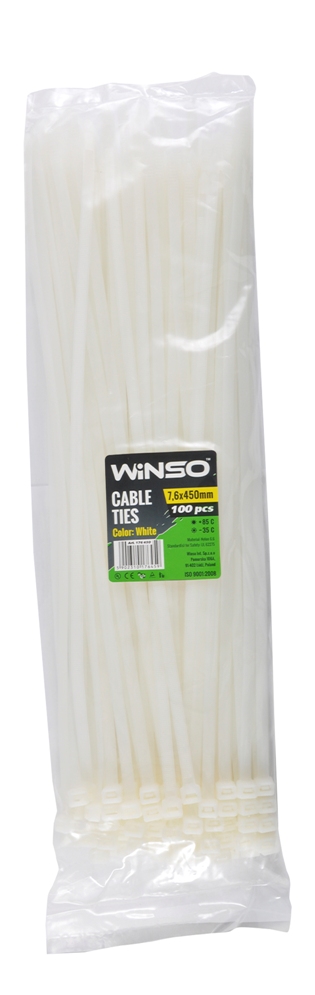 Стяжки пластикові 450x7.6 мм. білі (100 шт.)