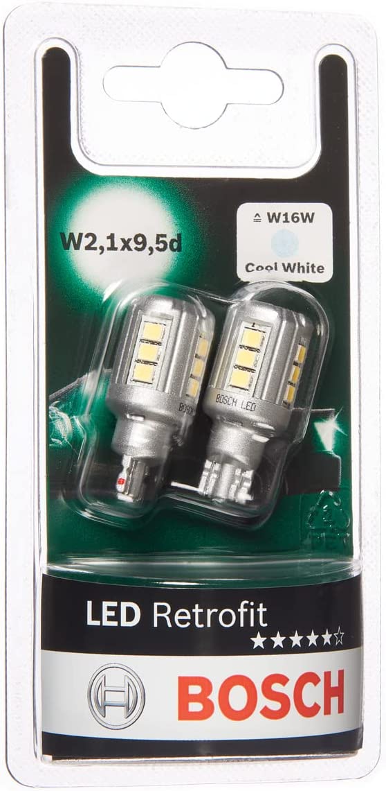 Лампа светодиодная комплект W16W COOL WHITE 12V 1.8W 6000K
