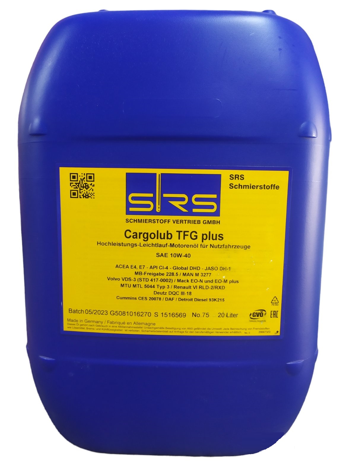 Моторна олива Cargolub TFG plus 10W-40, 20 л.