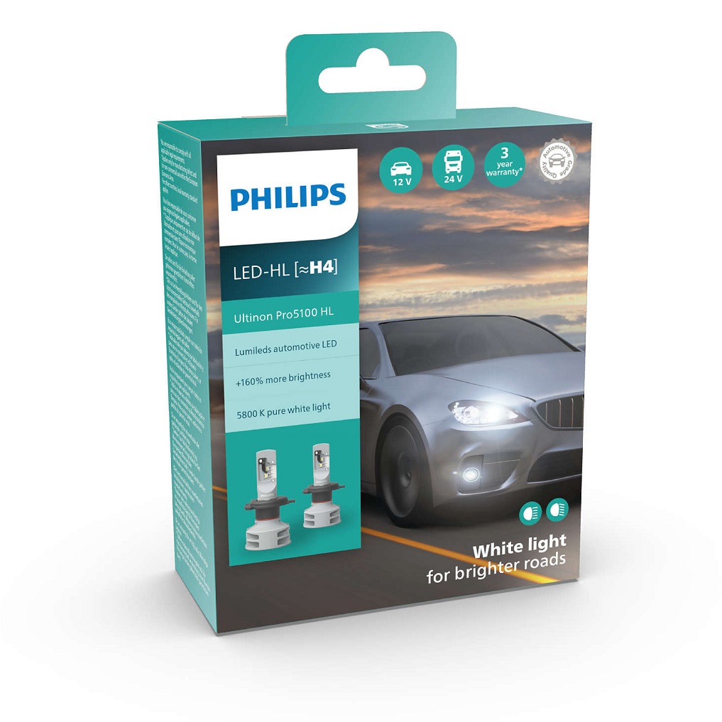 Лампа світлодіодна комплект H4 12/24V 12W 5800K Ultinon Pro5100 +160%
