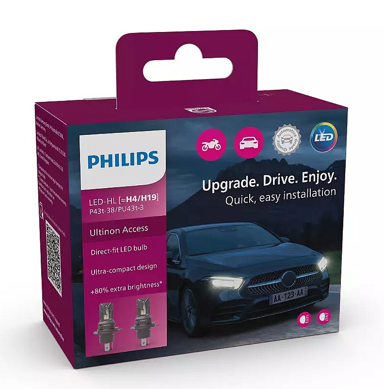 Лампа світлодіодна комплект H4/H19 12V 20W 6000K Ultinon Access +80%