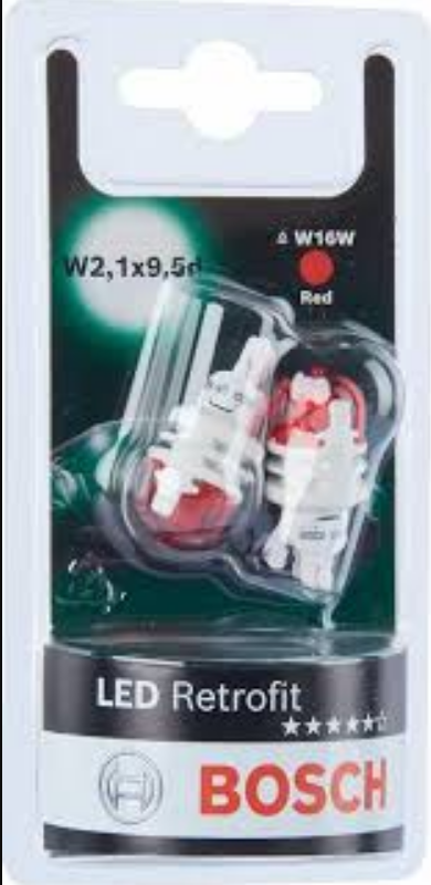 Лампа світлодіодна комплект W16W RED 12V 2.4W LED Retrofit