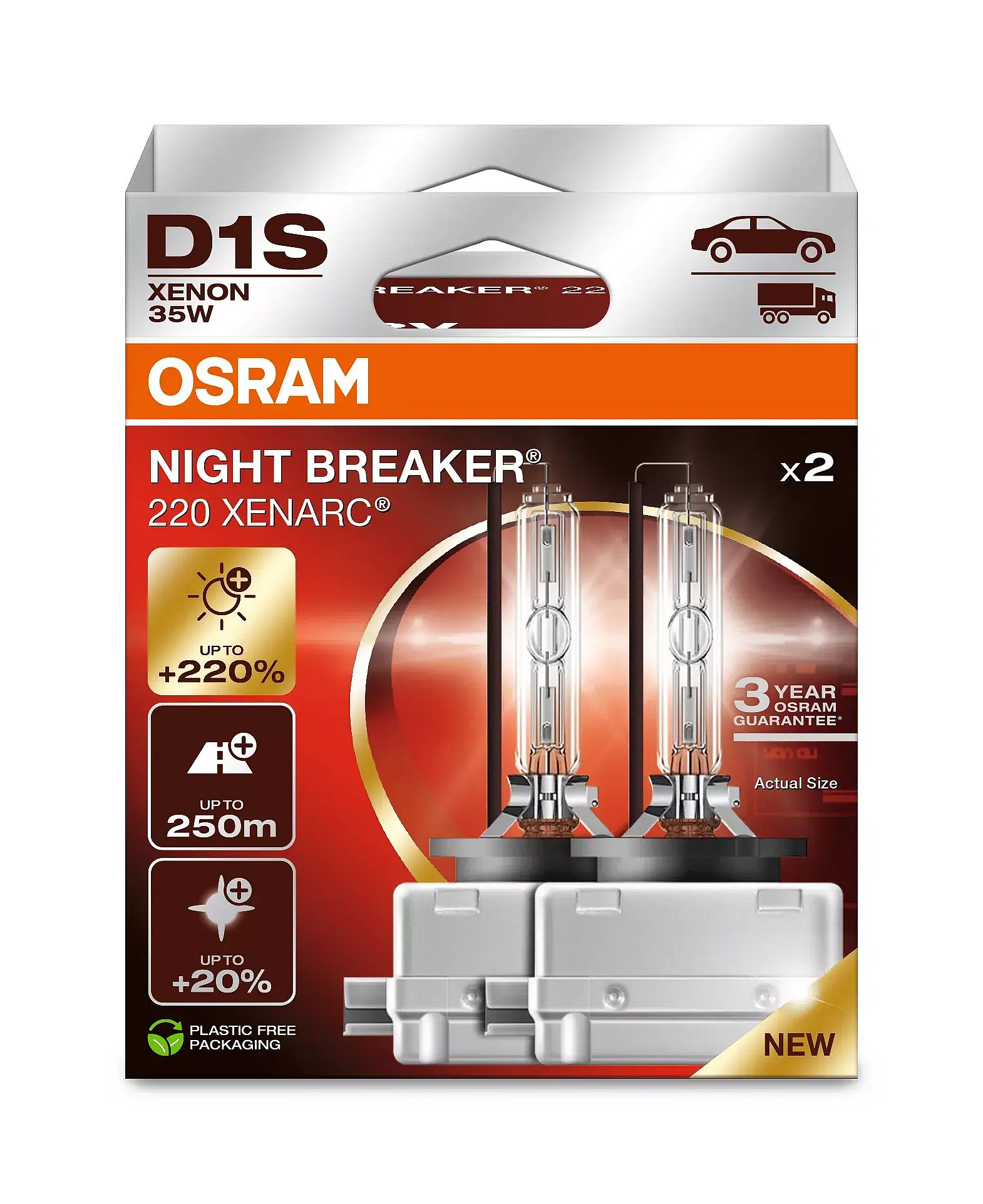 Лампа ксенонова комплект D1S 85V 35W Xenarc Night Breaker 220, +220%