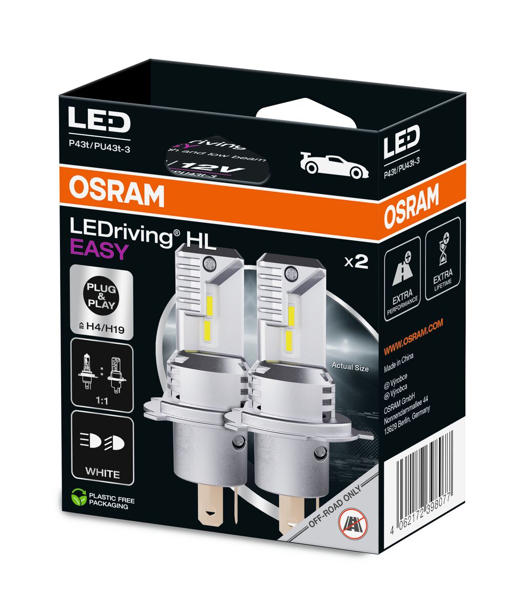 Лампа світлодіодна комплект H4/H19 12V 19/18.7W 6500K LEDriving HL Easy
