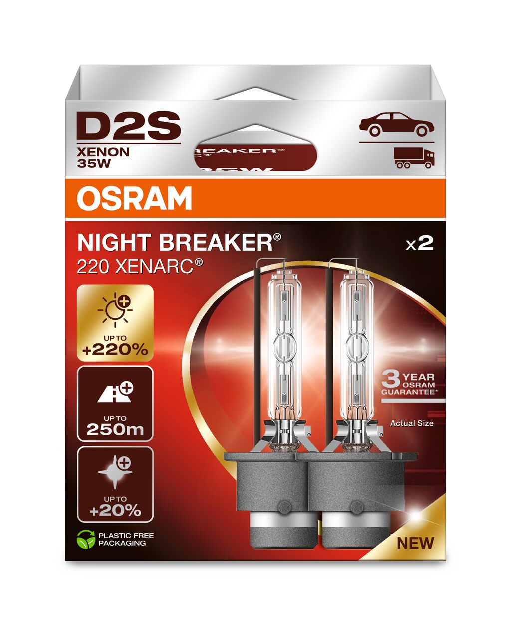 Лампа ксенонова комплект D2S 85V 35W Xenarc Night Breaker 220, +220%