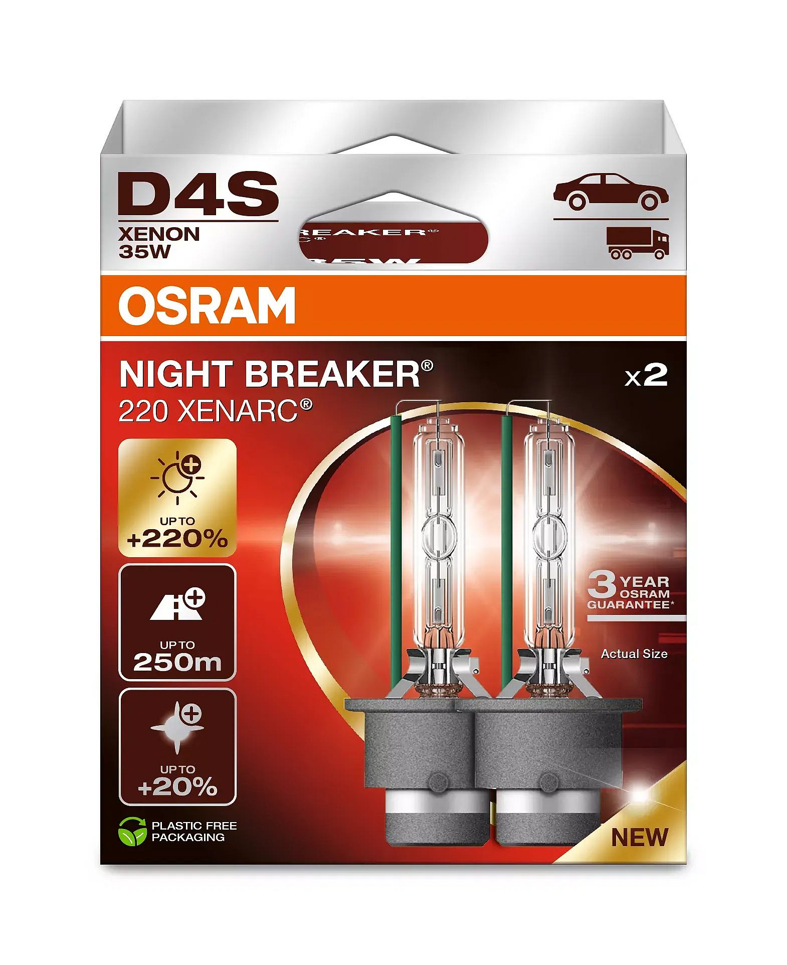 Лампа ксенонова комплект D4S 42V 35W Xenarc Night Breaker 220, +220%