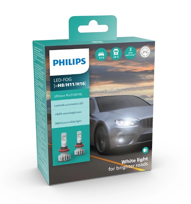 Автолампа світлодіодна комплект LED Fog H8/H11/H16 12/24V 9W 5800K Ultinon Pro5100 + 160%
