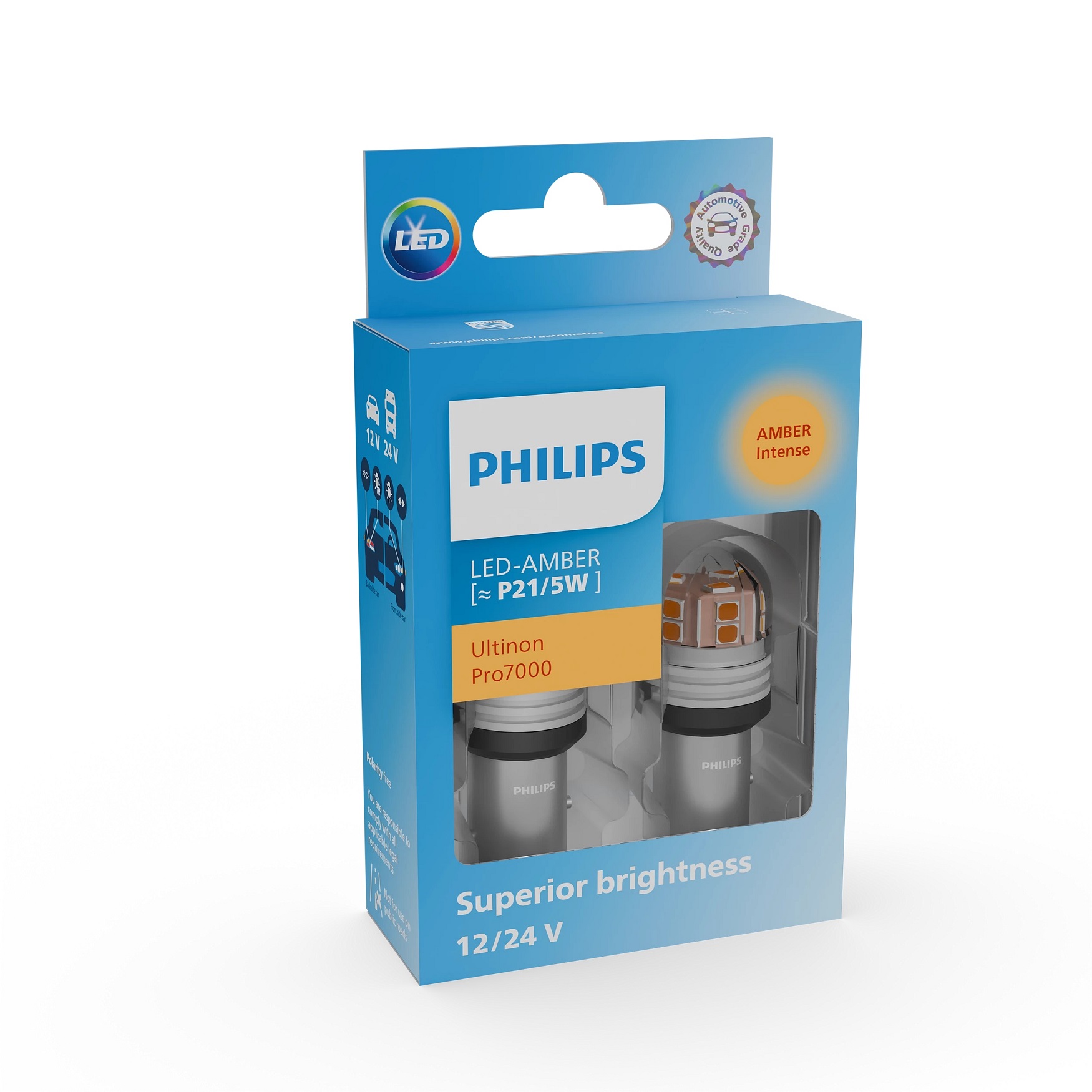 Лампа світлодіодна комплект P21/5W Amber 12/24V Ultinon Pro7000