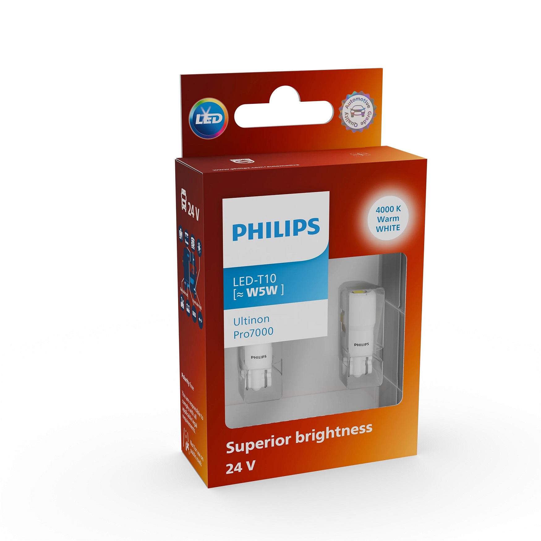 Лампа светодиодная комплект T10 White 24V 1W 4000K