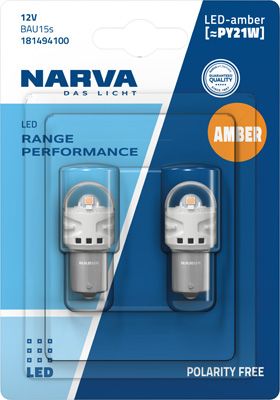 Лампа світлодіодна комплект PY21W Amber 12V 1.90W Range Performance